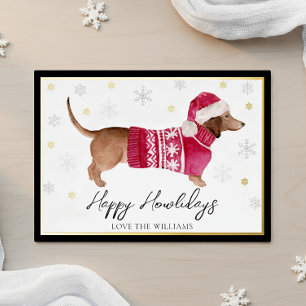 Carte De Vœux En Aluminium Noir Joyeuses Fêtes de fin d'année Aquarelle Chien