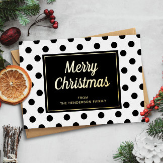 Carte De Vœux En Aluminium Noir moderne Noir Script Noir Or