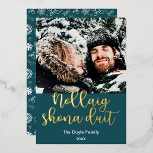 Carte De Vœux En Aluminium Nollaig Shona Duit Joyeux Noël En gaélique Irlanda
