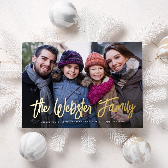 Carte De Vœux En Aluminium Nom de famille 2 photo rouge Noël (Créateur téléchargé)