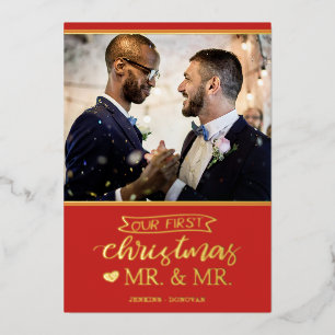 Carte De Vœux En Aluminium Notre premier Noël en tant que monsieur & monsieur