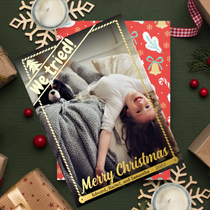 Carte De Vœux En Aluminium Nous Avons Essayé   Noël drôle   Photo complète   