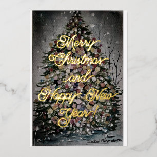 Carte De Vœux En Aluminium Nuit Noël -Joyeux Noël Bonne année