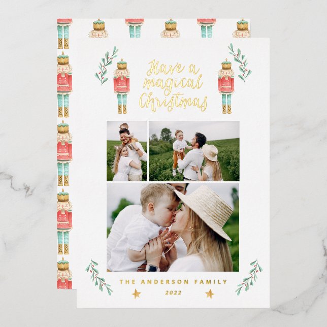 Carte De Vœux En Aluminium Nutcracker aquarelle 3 photo (Recto/Verso)