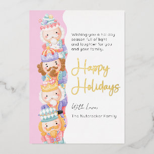 Carte De Vœux En Aluminium Nutcracker Happy Holidays Photo Foil Holiday Card