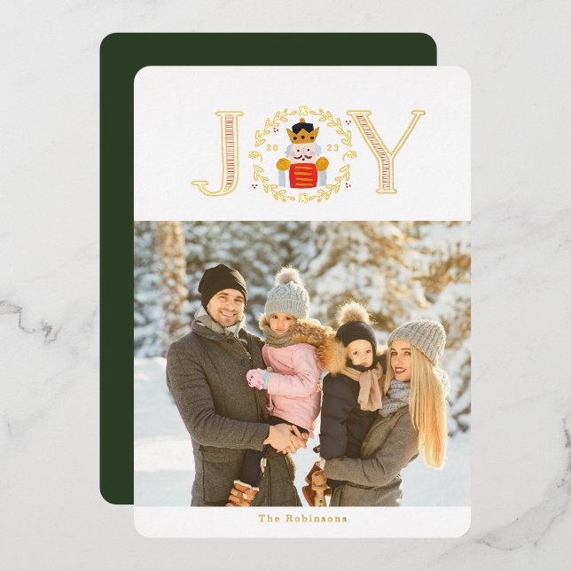 Carte De Vœux En Aluminium Nutcracker Prince Photo Christmas Gold (Recto/Verso)