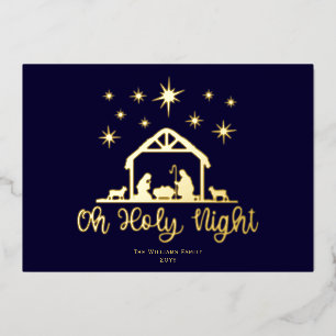 Carte De Vœux En Aluminium Oh Holy Night Script Typographie Nativité 3 Photo