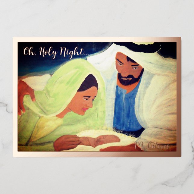 Carte De Vœux En Aluminium Oh Sainte Nuit  (Recto)