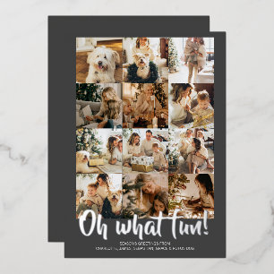 Carte De Vœux En Aluminium Oh What Fun 12 Photo Christmas Holiday Saison