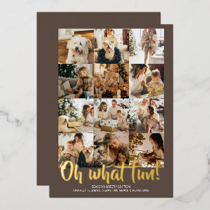 Carte De Vœux En Aluminium Oh What Fun 12 Photo Christmas Holiday Saison