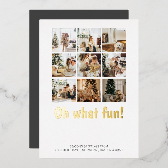 Carte De Vœux En Aluminium Oh What Fun 9 Photo Christmas Holiday Season (Recto/Verso)