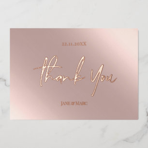 Carte De Vœux En Aluminium Or Rose Merci