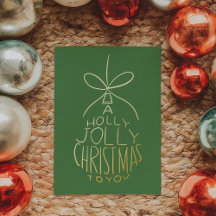Ornement de Noël Holly Jolly vert tiré à la main