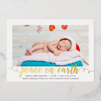 Paix sur Terre Noël Photo Faire-part de naissance