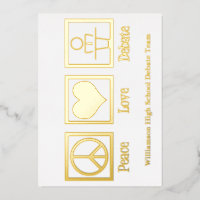 Peace Love Debate Team Custom School Gold