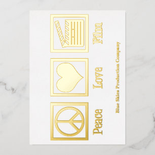 Carte De Vœux En Aluminium Peace Love Film Production Company Directeur Gold