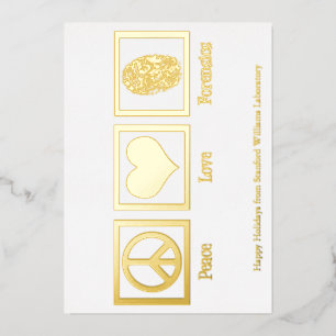Carte De Vœux En Aluminium Peace Love Forensics Custom Forensic Lab Gold