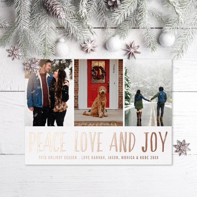 Carte De Vœux En Aluminium Peace Love Joy Multi-photo (Créateur téléchargé)