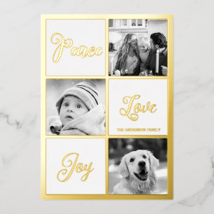 Carte De Vœux En Aluminium Peace love joy Photo Noël réel