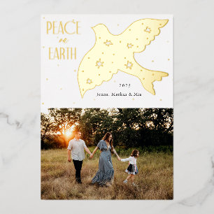 Carte De Vœux En Aluminium Peace on Earth Dove Design de Noël