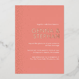 Carte De Vœux En Aluminium Peach Shimmer feuille faire-part de mariage