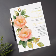 Pêcher les roses sauvages Faire-part de mariage