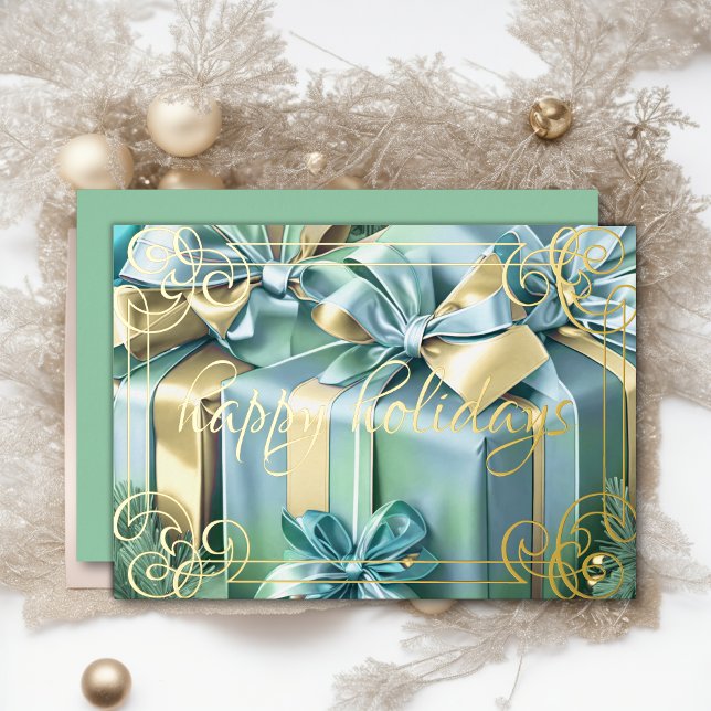 Carte De Vœux En Aluminium Peinture Cadeaux de Noël Monnaie Vert Bleu (Créateur téléchargé)