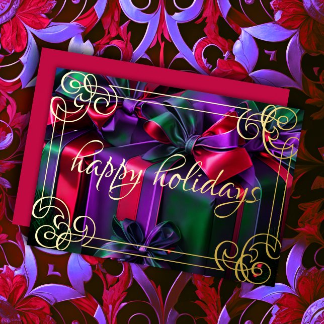 Carte De Vœux En Aluminium Peinture Cadeaux de Noël violet vert Bourgogne (Créateur téléchargé)
