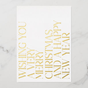 Carte De Vœux En Aluminium Personnalisé Elegant Blanc Chic Photo Noël Or