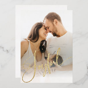 Carte De Vœux En Aluminium Personnaliser Photo Gold Joyful Joyful Noël