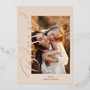 Carte De Vœux En Aluminium Photo 'Bénie' Rose Gold Noël