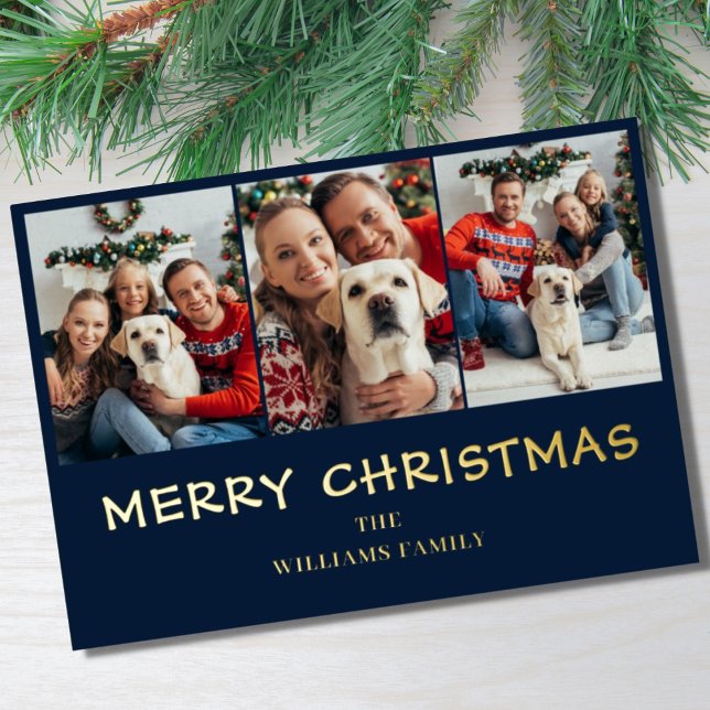Carte De Vœux En Aluminium Photo bleue Noël (Créateur téléchargé)