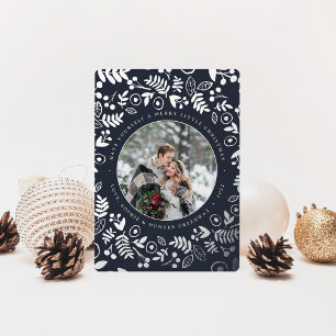 Carte De Vœux En Aluminium Photo botanique d'hiver Argent