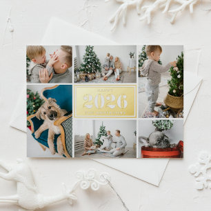 Carte De Vœux En Aluminium Photo Collage de la nouvelle année 2025