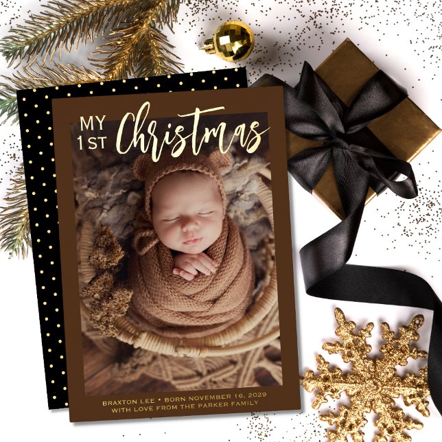 Carte De Vœux En Aluminium Photo de bébé de 1er Noël (Créateur téléchargé)