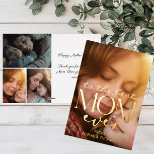 Carte De Vœux En Aluminium Photo de Bonne fête des Mères en or moderne