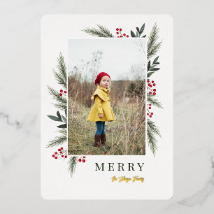 Carte De Vœux En Aluminium Photo de cadre de baies de Noël