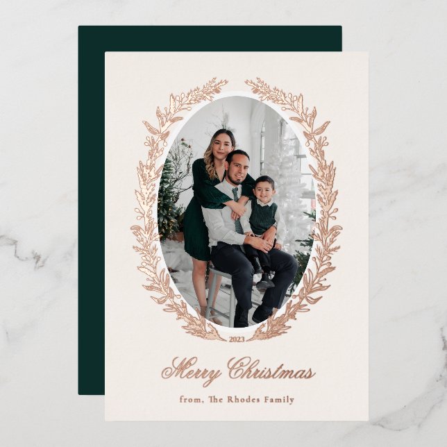 Carte De Vœux En Aluminium Photo de couronne de Noël botanique (Recto/Verso)