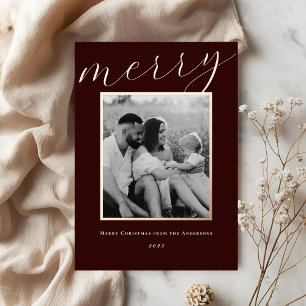 Carte De Vœux En Aluminium Photo de famille classique de la Bourgogne foncée 