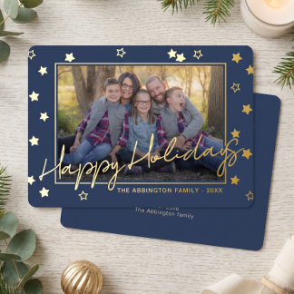 Carte De Vœux En Aluminium Photo de famille élégant et chic sur fond doré