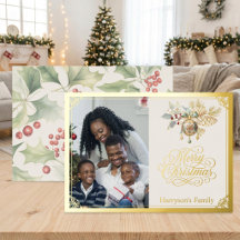 Photo de famille personnalisé Or Joyeux Noël