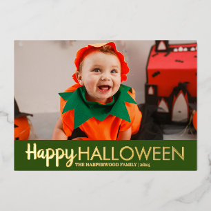 Carte De Vœux En Aluminium Photo de la famille d'Halloween jack-o-lanterne ci