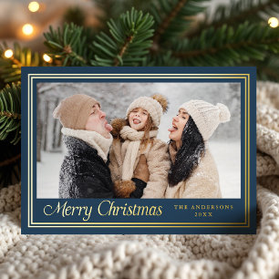 Carte De Vœux En Aluminium Photo de Noël classique de la Marine de la Frontiè