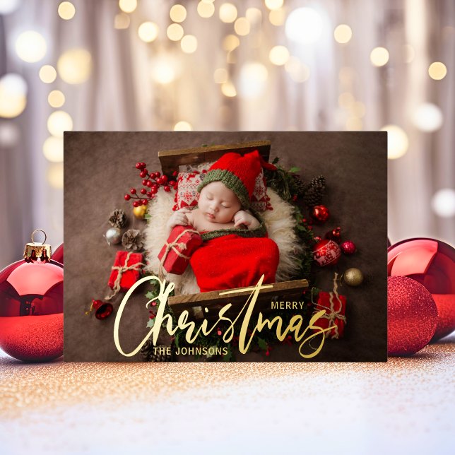 Carte De Vœux En Aluminium Photo de Noël de la famille moderne (Modern Family Christmas Holiday PHOTO)