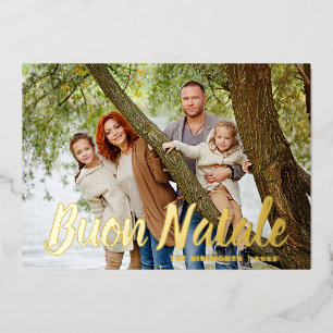 Carte De Vœux En Aluminium Photo de Noël moderne Buon Natale Gold