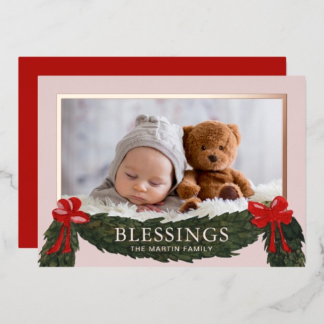 Carte De Vœux En Aluminium Photo de Noël religieux avec bénédictions (Recto/Verso)