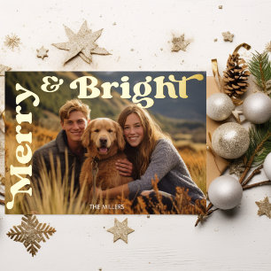 Carte De Vœux En Aluminium Photo de typographie rétro Noël Joyeux et Lumineux