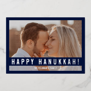Carte De Vœux En Aluminium Photo élégant minimaliste de Joyeux Hanukkah 