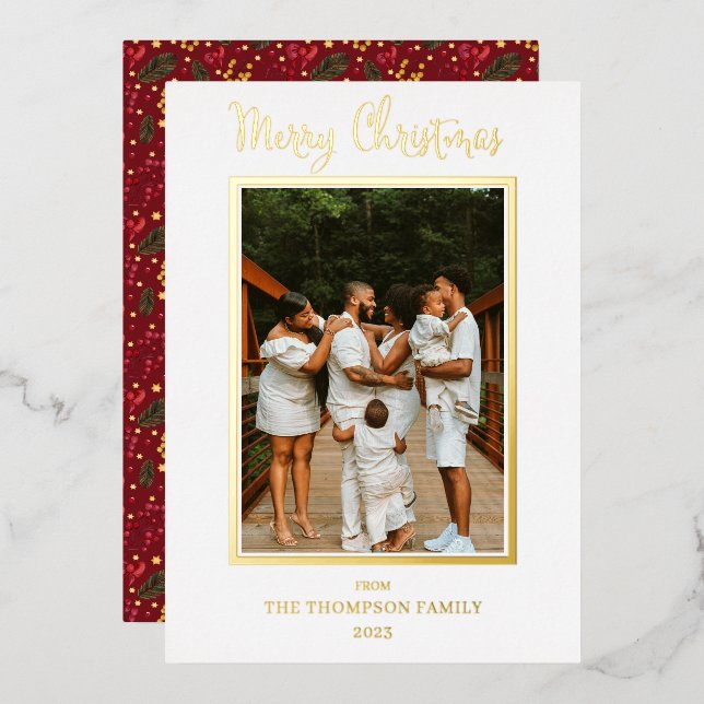 Carte De Vœux En Aluminium Photo élégante et élégante Joyeux Noël (Recto/Verso)