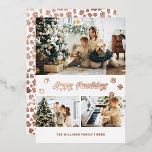 Carte De Vœux En Aluminium Photo élégante Happy Pawlidays Rose Gold